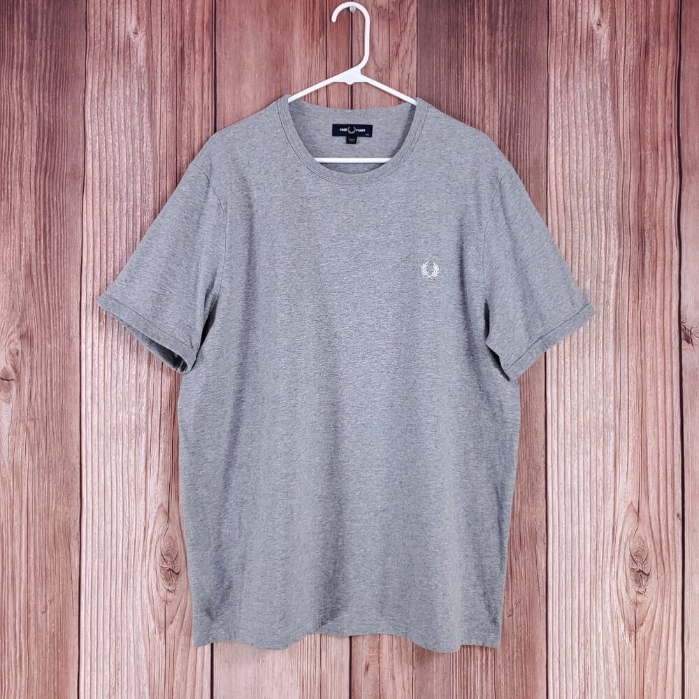 Fred Perry Mens Size XXL Ringer Crewneck Short Sleeve T-Shirt Tee Gray
